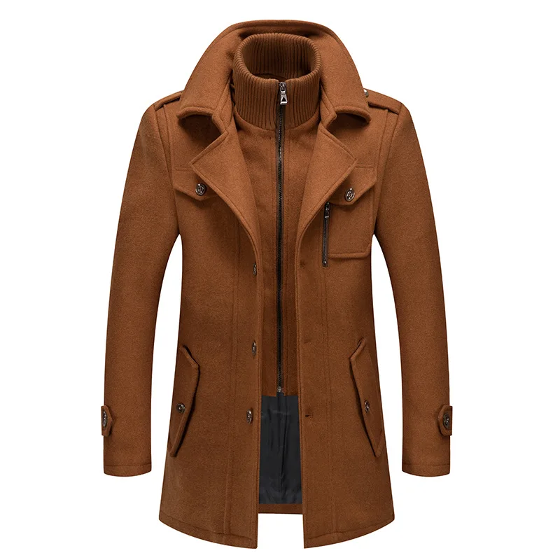 

Мужское зимнее шерстяное пальто, новинка 2022, Кашемировое утепленное теплое пальто из хлопка, высококачественное дизайнерское шерстяное пальто для мужчин