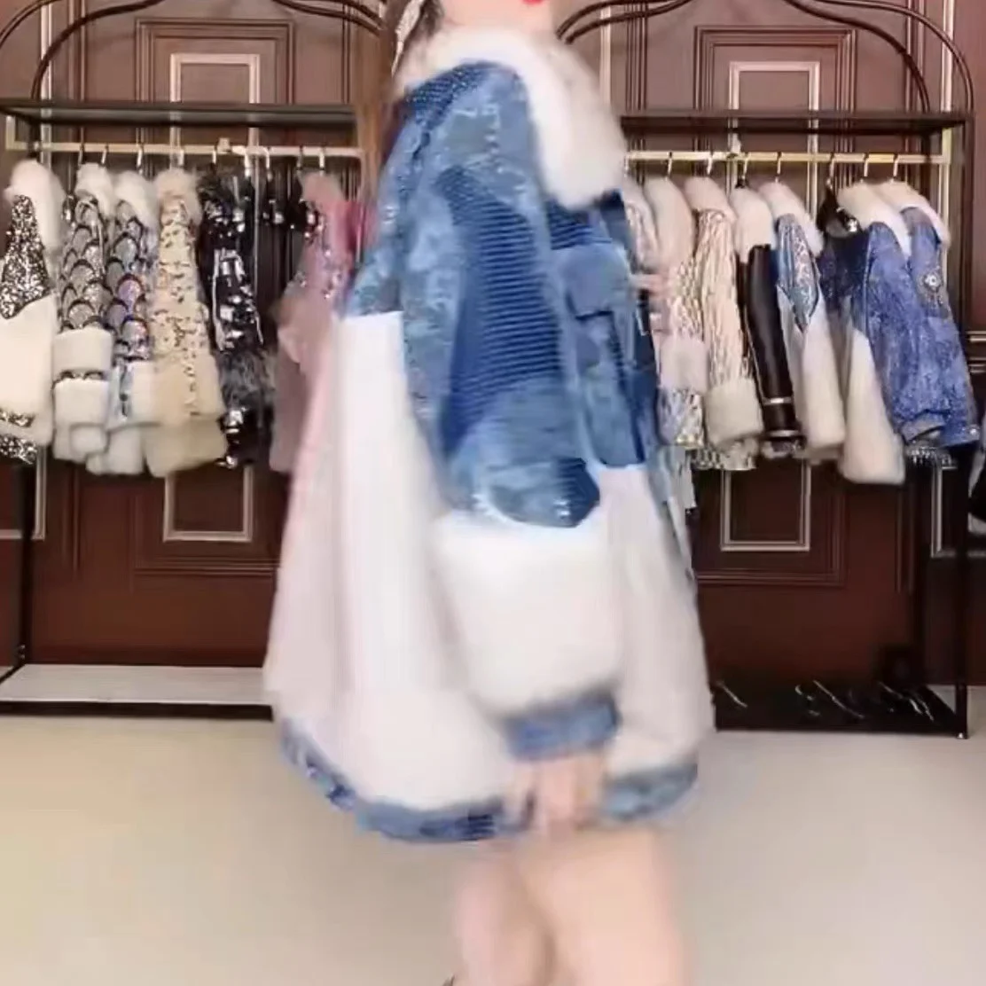 Elegant European Fur Coat Fashion Long Sleeve Female Toka Double Face Wool Leather Warm Heavy Design Casual Jacket 2022 Winter