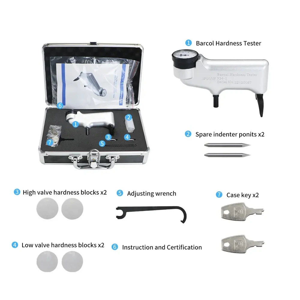 934-1 Твердомер Барколь Портативный твердомер из алюминиевого сплава латуни