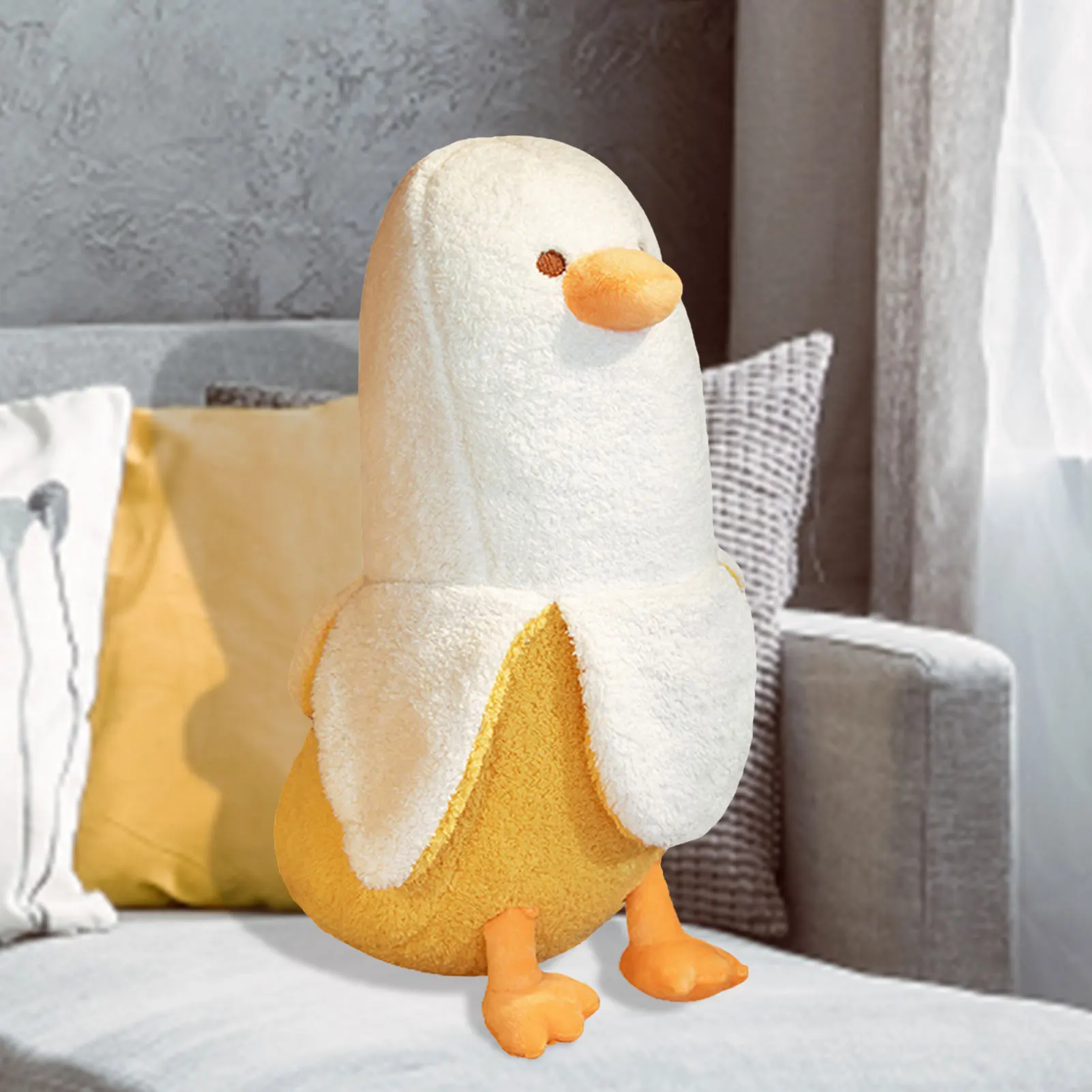 

Banana Duck Plush Toy 50cm Super Soft PP Cotton Stuffed Doll Creative Cute Sleeping Pillow Doll Home Decoration For Sofa Living
