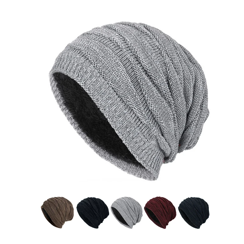 

Ski Cap Skullies Beanies Knitted Wool Hat Winter Velvet Warm Diamond Pullover Men Outdoor Hat Women Thermal Windproof Hat