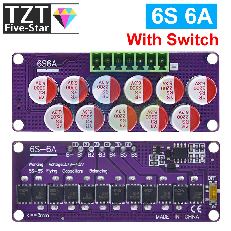 Высокотоковая плата активного эквалайзера TZT 6S 6A для литиевой батареи Lifepo4