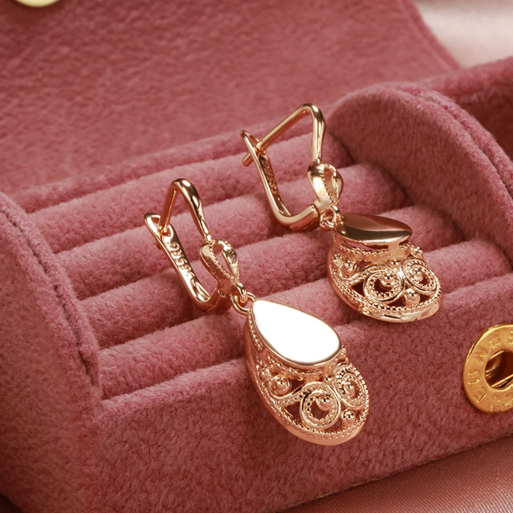 

Hollow out Multipurpose Women's Exquisite Jewelry Earrings Rose Gold Water Drop Pendant Daily