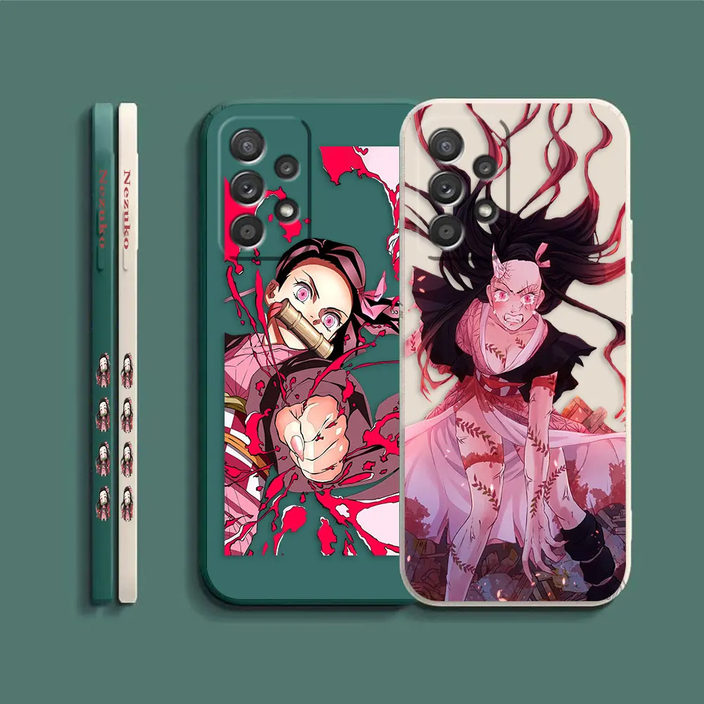 Case For Samsung Galaxy A91 A14 A73 A72 A71 A53 A52 A51 A42 A33 A32 A22 A21S A13 A715F A52S A22S 4G 5G Case Demon Slayer Nezuko