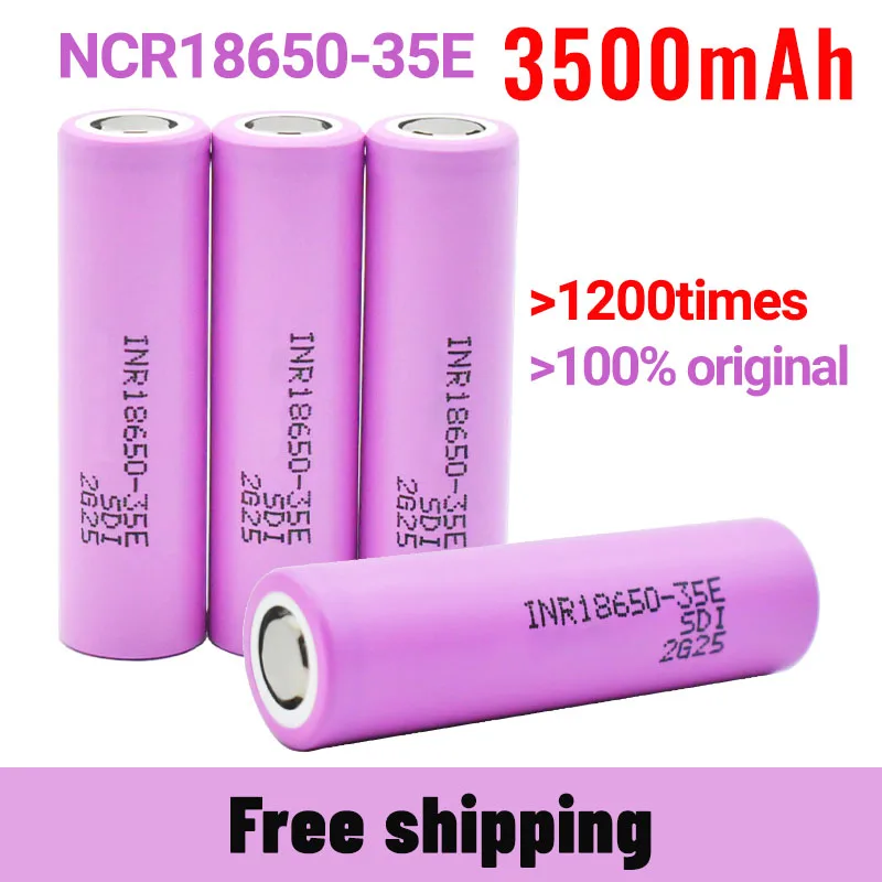 

100% Original 2023New Bestselling 18650 3500Mah 25A Discharge INR18650 35E 4-100PCS 3.7VLi-Ion Screwdriver Battery+Free Shipping