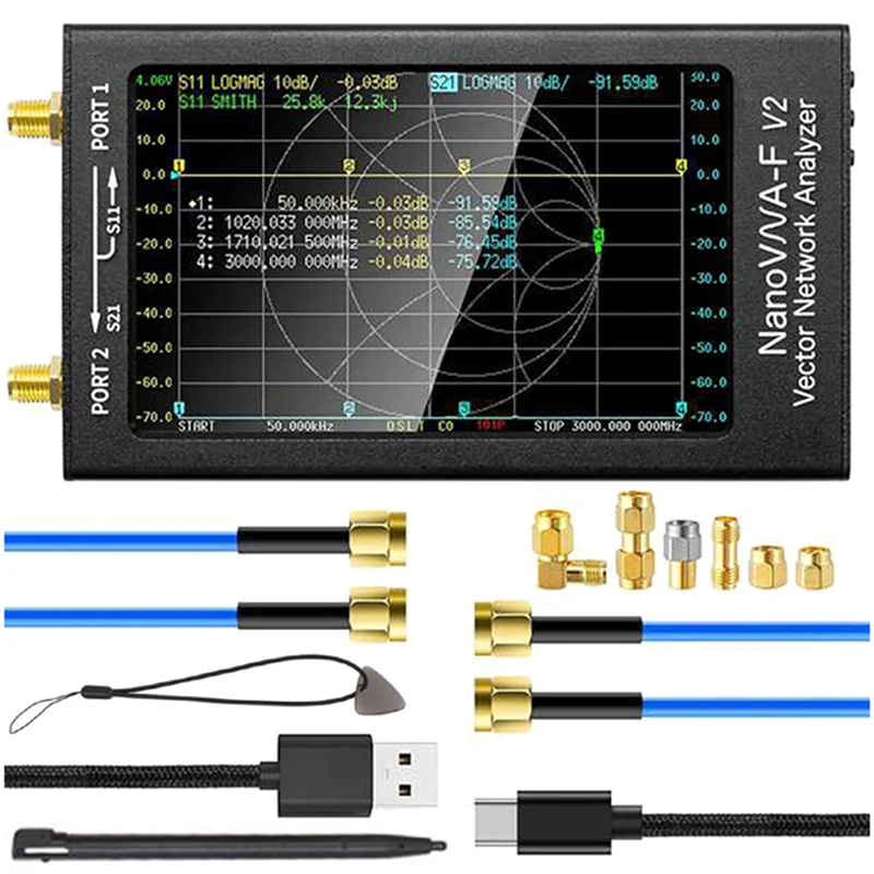 Векторный анализатор цепей NanoVNA-F V2 Антенный 50 кГц-3 ГГц HF VHF UHF VNA с измерением