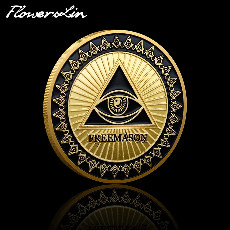 

United States Freemason Souvenir Coin Free And Accepted Masons Logo Gold Plated Commemorative Coin Of Religious Brotherhood Gift