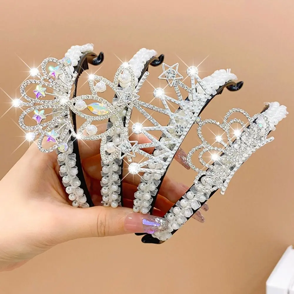 

Sweet Pearl Hair Accessories Princess High Ponytail Fixed Artifact Children's Crown Bun Hair Clip Crab Kids Hair Claw