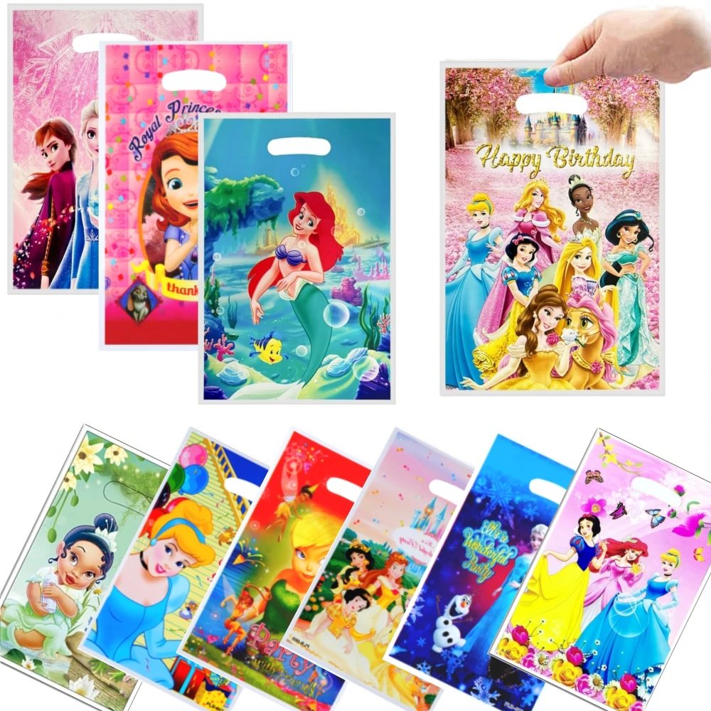 

Disney Princess Candy Bag Mermaid Plastic Gift Bag Girls Birthday Decoration Christmas Snack Loot Package Festival Party Favor