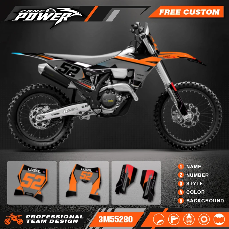 Powerzone пользовательские графические фоны для команды наборы наклеек KTM EXC EXC-F XCW 2024