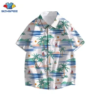 10 style mens hawaiian beach shirt palm tree print shirts tops casual short sleeve summer holiday vacation fashion plus size