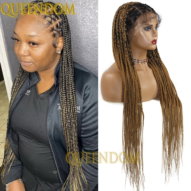 Синтетический парик с перекрещивающимися косами 36 дюймов Ombre Blonde Jumbo Cornrow Plaits