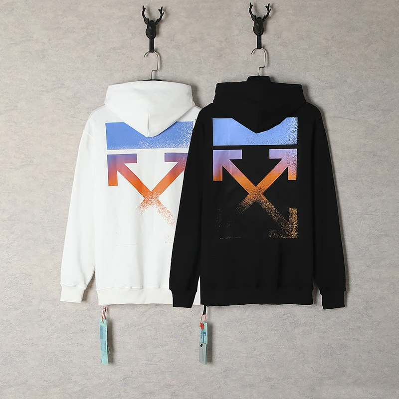 

2023 spring and autumn gradient spray paint graffiti arrow loose high street hooded pullover sweater for men and women couples
