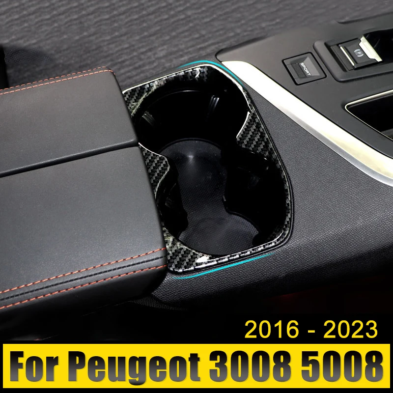 

For Peugeot 3008 5008 GT 2016 2017 2018 2019 2020 2021 2022 2023 Hybrid Car Front Row Water Cup Holder Cover Frame Trim Sticker