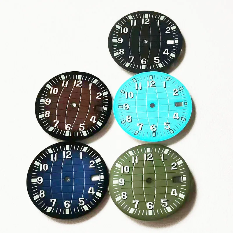 

Популярные Супер Светящиеся стерильные циферблаты 31,5 мм, движение NH35 с одиночным календарем, Пользовательский логотип или имя, «сделай сам», аксессуары для часов