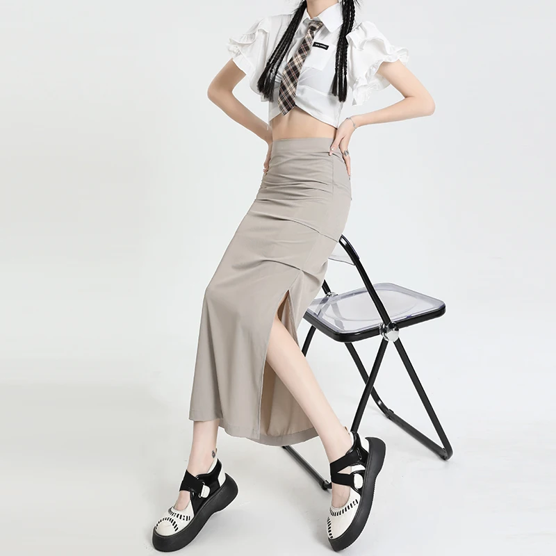 

Новая юбка с высокой талией, сексуальные женские длинные юбки, Женская Новинка, длинные юбки макси с разрезом сбоку и высокой талией