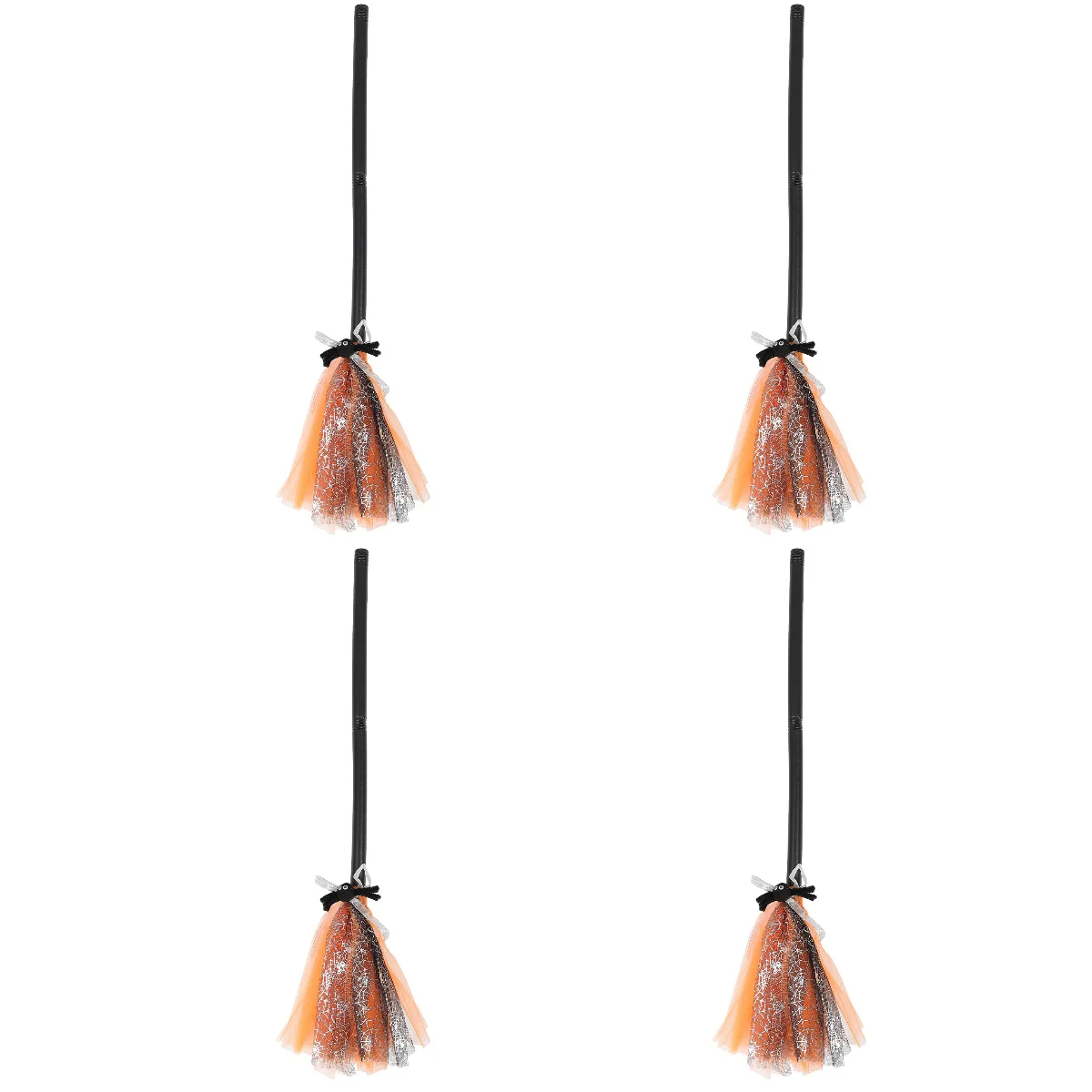 

4pcs Broom Witch Broom with Ribbons Wicked Witches Broomstick Photo Booth Accessory Costume Orange