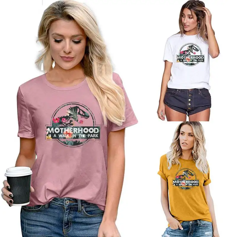 

New female money MOTHERHOODISAWALKINTHEPARK summer hot hot style euro dollars led letters printing short-sleeved shirt