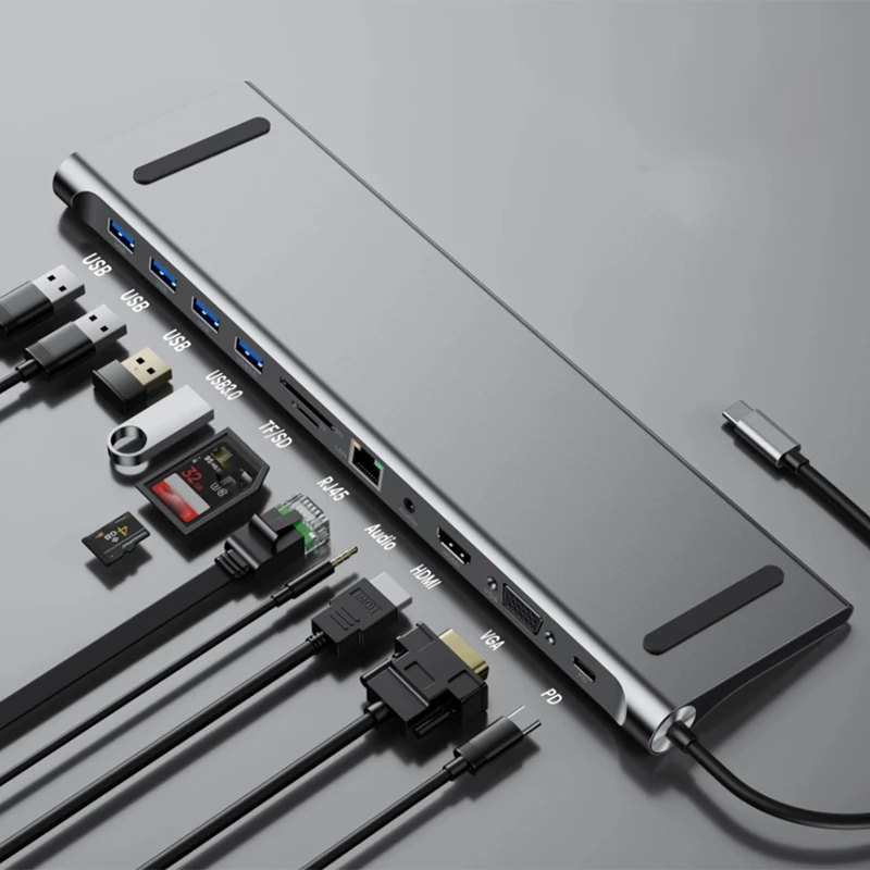 

Адаптер USB Type-C 11 в 1, USB-разветвитель 3,0, 4K, HDMI