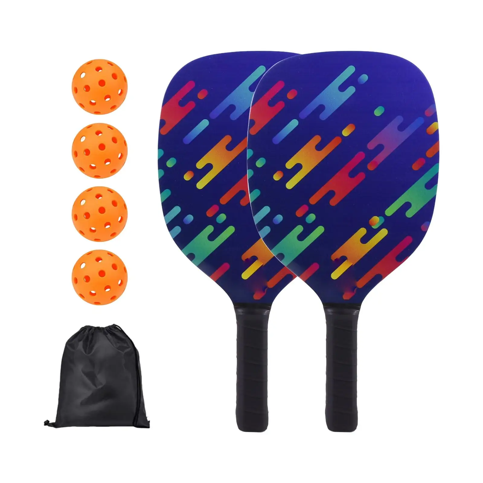 

Portable Pickleball Paddles Set of 2 2 Rackets 4 Balls Carry Bag Comfort Grip Wood for Beginners Indoor Outdoor Women Training