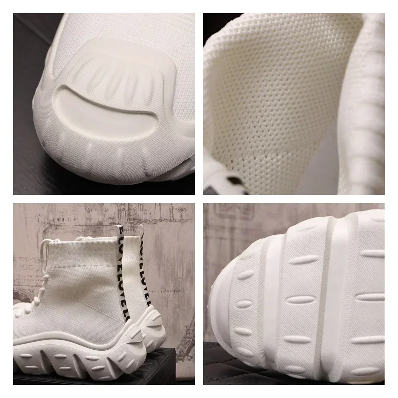 Высокие кроссовки мужские модные вязаные носки ботинки мужская обувь на толстой