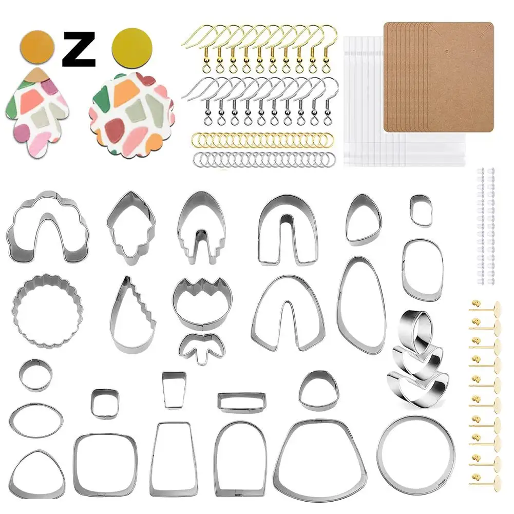 

[ READY STOCK ] 138pcs Diy Clay Earing Cutters Set Stainless Steel Earrings Accessories For Polymer Clay Jewelry Making