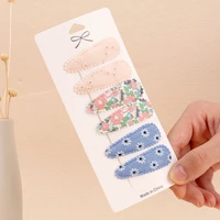 6pc basic snap baby hair drop clips cotton floral prints hair clamp pins lace embroidery hairpin bb striped dot barrette girls