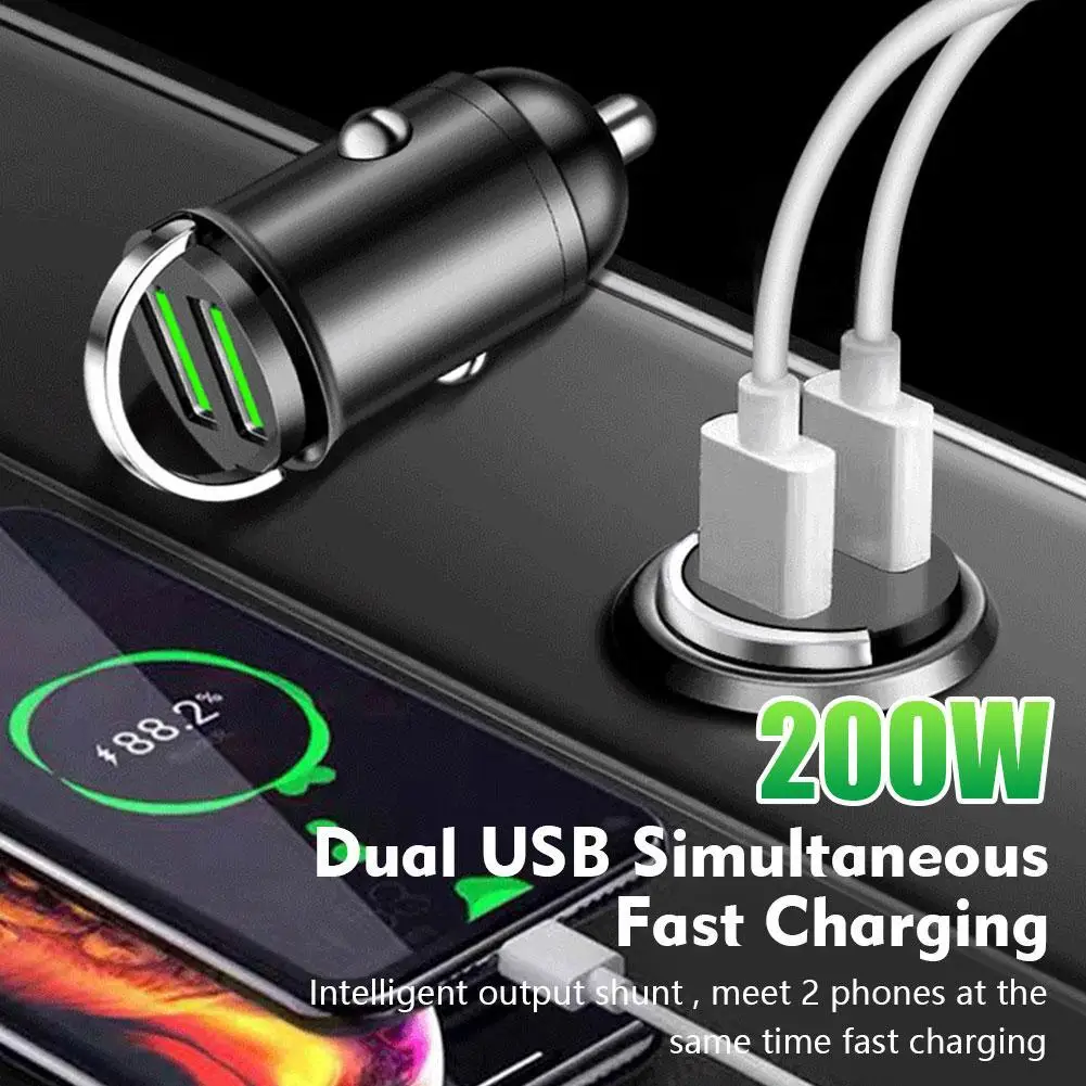 

Olaf Mini Pull Ring 200W Dual USB Car Charger Fast Charging Car Phone Charger Adapter For IPhone Huawei Sumsung PD+QC