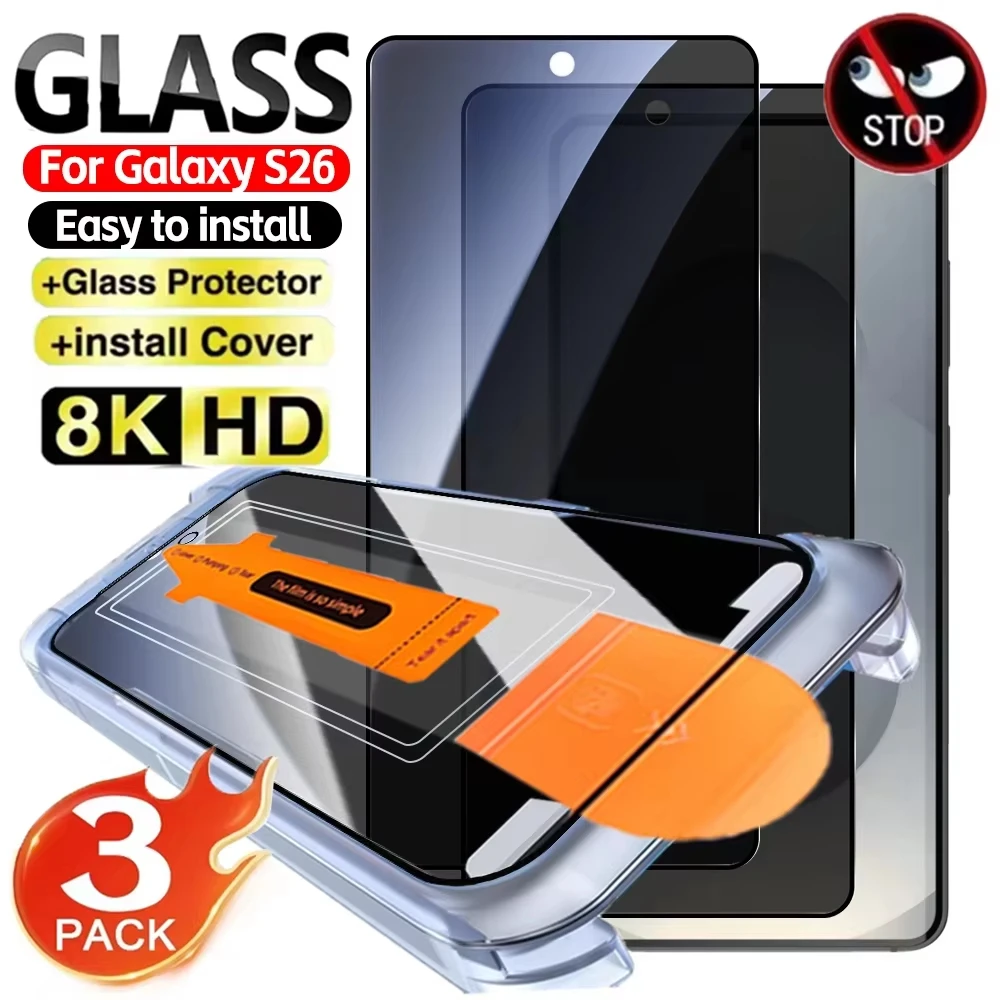 Фото Защитное стекло Privacy для Samsung Galaxy S25 S26 Ultra Edge S24 S23 S22 S21 Plus с функцией разблокировки по отпечатку пальца и защитой от подглядывания №1