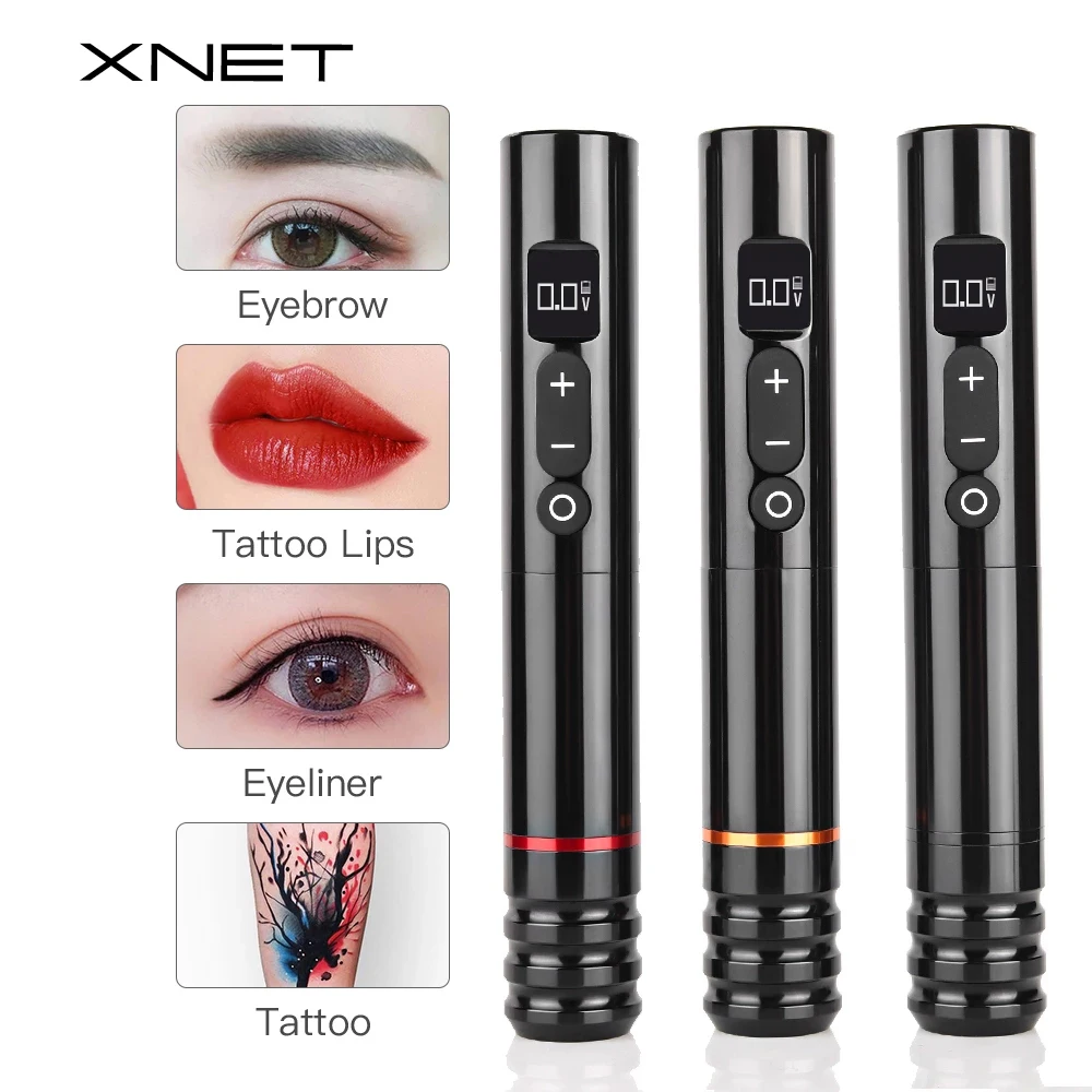 XNET Wireless Tattoo Machine Pen Permanent Makeup Eyeliner Lips Tools Digital LCD Display Low Vibration Semi-Permanent PMU