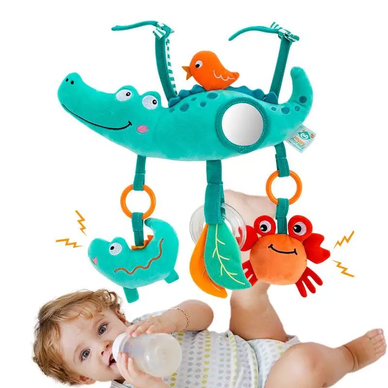 

Stroller Toy Bar Crocodile Rattle Toys Cartoon Crib Toys Educational Newborn Plush Toys With Sound Kid Stroller Toy Grab And