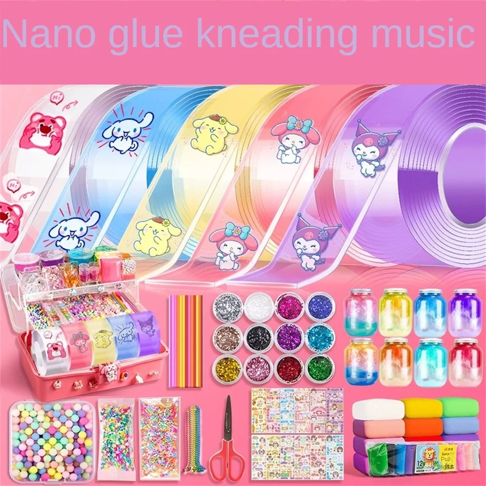 

High Sticky Kids Toys Double-sided Tape Blowing Bubble Glue Kneading Pinch Le Material Package Set Decompression Toy Nano Glue