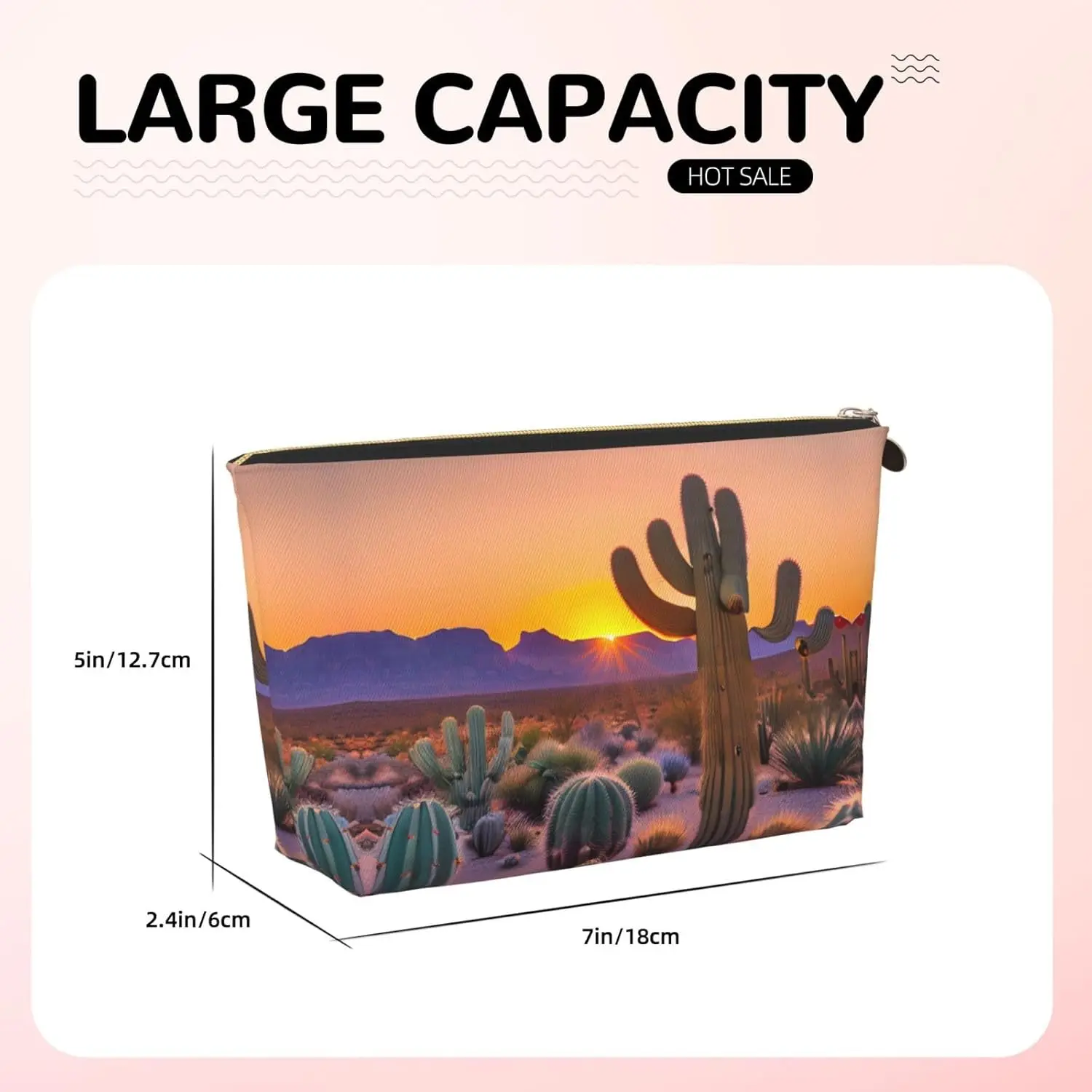 Дорожная косметичка из золотой кожи. Многоразовый органайзер для макияжа Cactus Desert