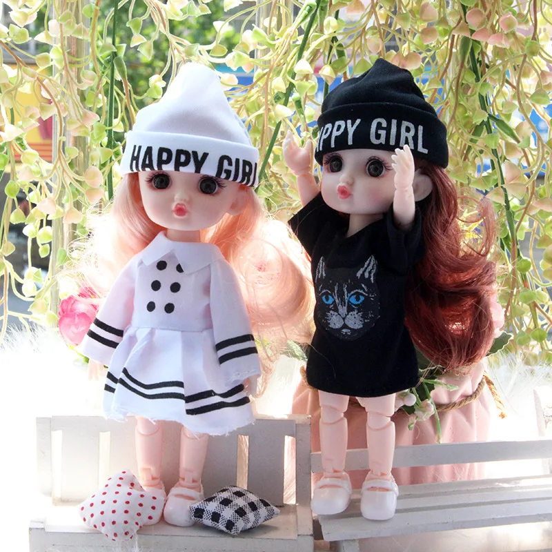 

13 Movable Jointed 16cm Princess Dolls Toys New 1/12 BJD Doll Mini Girls Toys 3D Eyes Makeup Dolls with Clothes Children's Toys