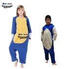 Детский флисовый комбинезон-кигуруми, с рисунком ежа, енота, для мальчиков и девочек, пижамные Тапочки