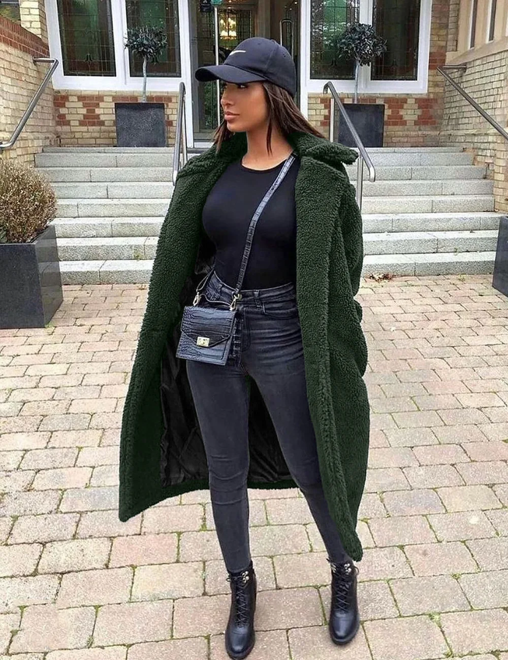 2022 Fashion medium long imitation fur coat women's autumn and winter new windbreaker casual long coat