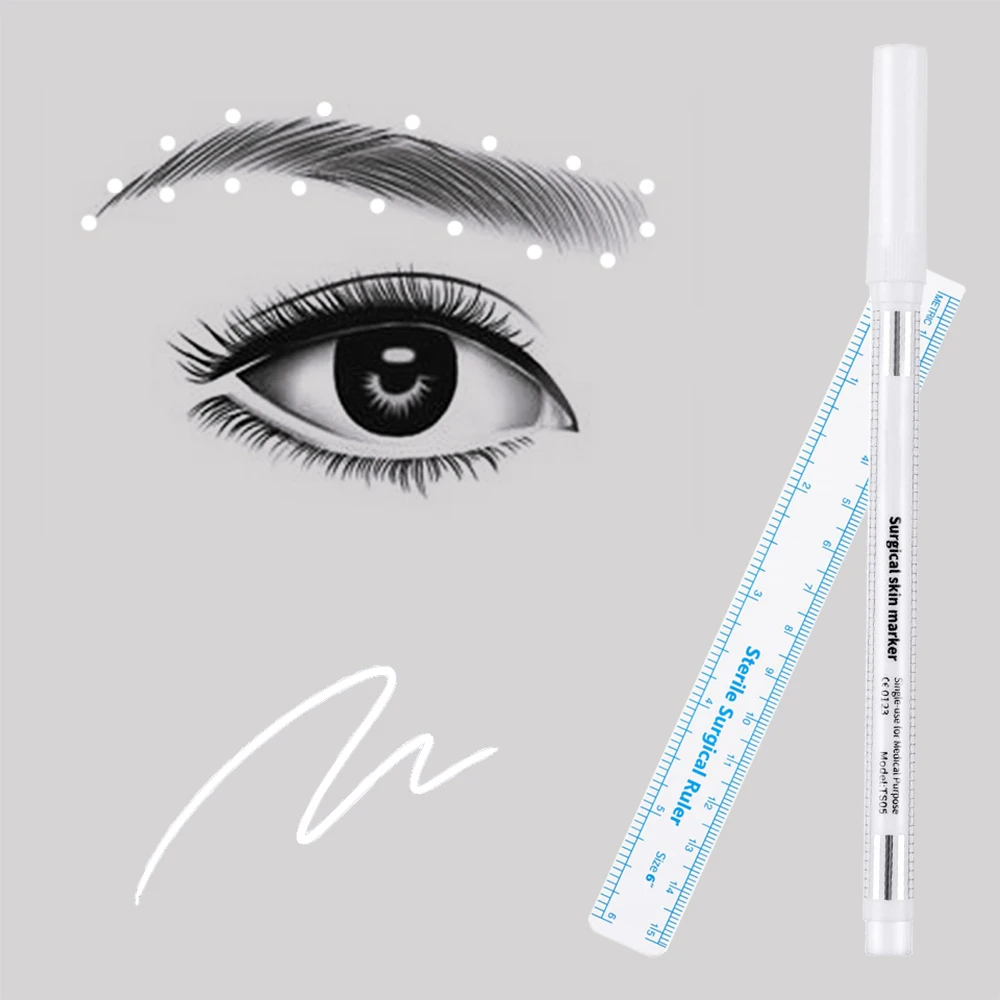 1Pc White Blue Temporary Tattoo Marker Surgical Skin Marker Pen Lip Eyebrow Eyeliner Brow Body Permanent Makeup Tool Waterproof