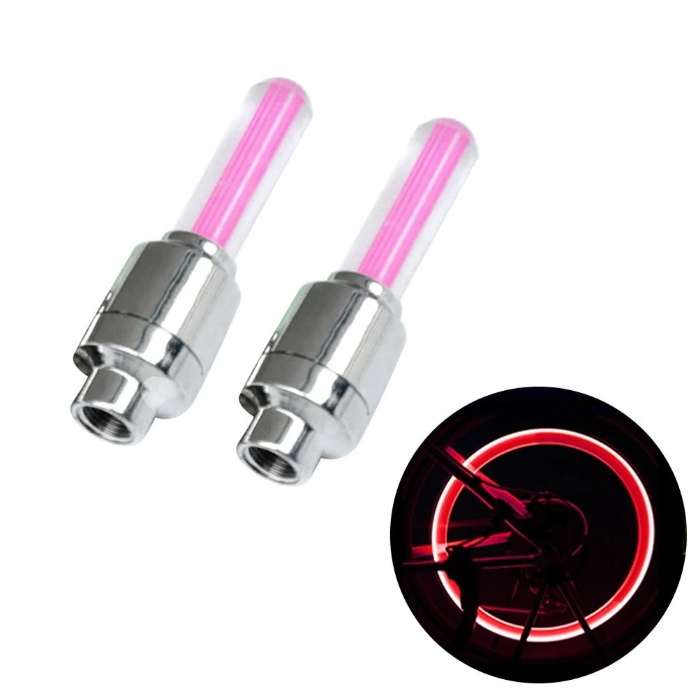 

2 Pcs/set Wheel Air Valve Cap Decor Light LED Lamp Wear-resistant Nozzle Lamps Tyre Decoration Bicycle Accessories Bikes Yellow