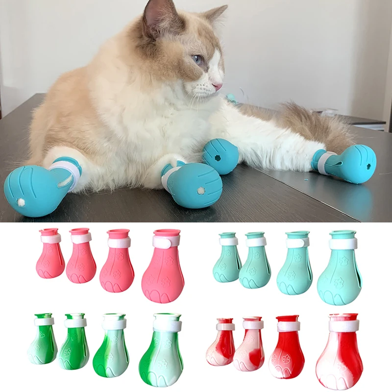 

Cat Claw Protector Bath Feeding Medicine Anti-shedding Anti-scratch Adjustable Silicone Paw Nail Cover Boots Pet Supplies