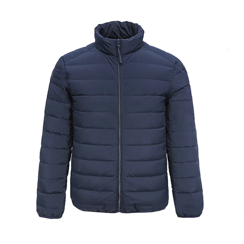 New winter seamless thin down jacket men's stand-up collar hooded fashion 90 white duck down coats for men winter Men's jacket