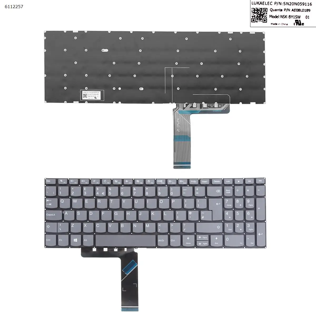 

UK Laptop Keyboard for Lenovo IdeaPad 320-15abr 320-15isk 320-15ikb 320-17ast 320-17abr GRAY Without FRAME With Foil