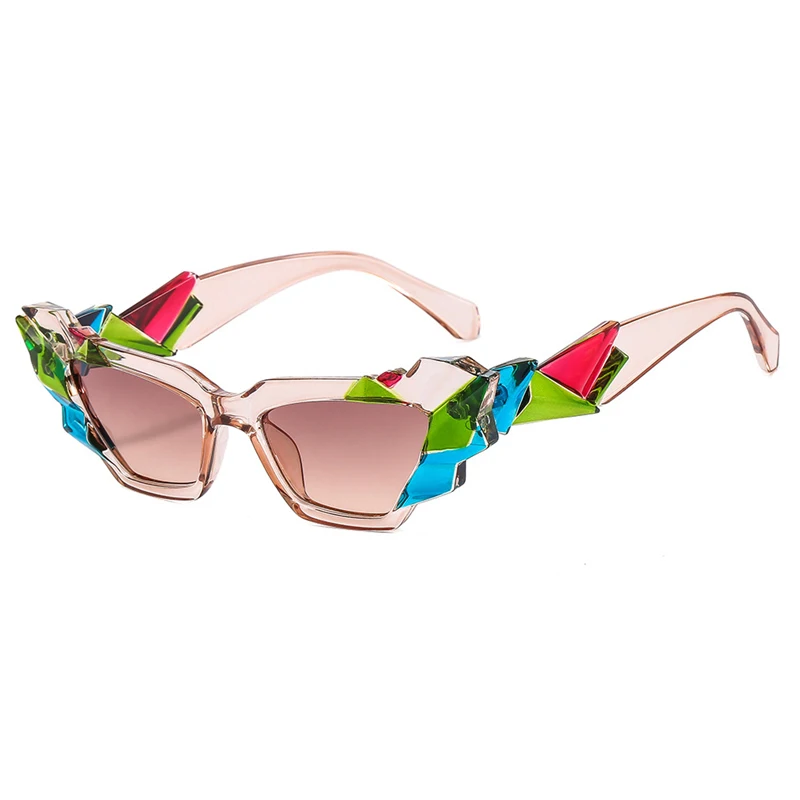 

Солнцезащитные очки «кошачий глаз» для мужчин и женщин, уникальные многоугольные солнечные аксессуары в ретро стиле, с градиентными линзами конфетных цветов, UV400