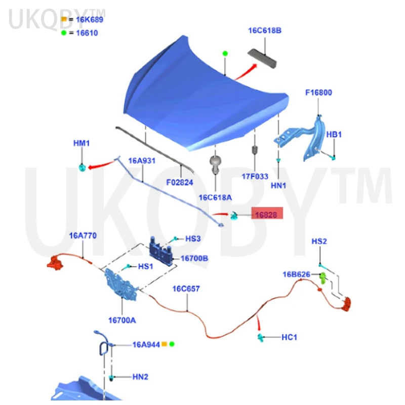Применяется для rt e wi ng ed ti ge r Φ rod clip AM5116828AB