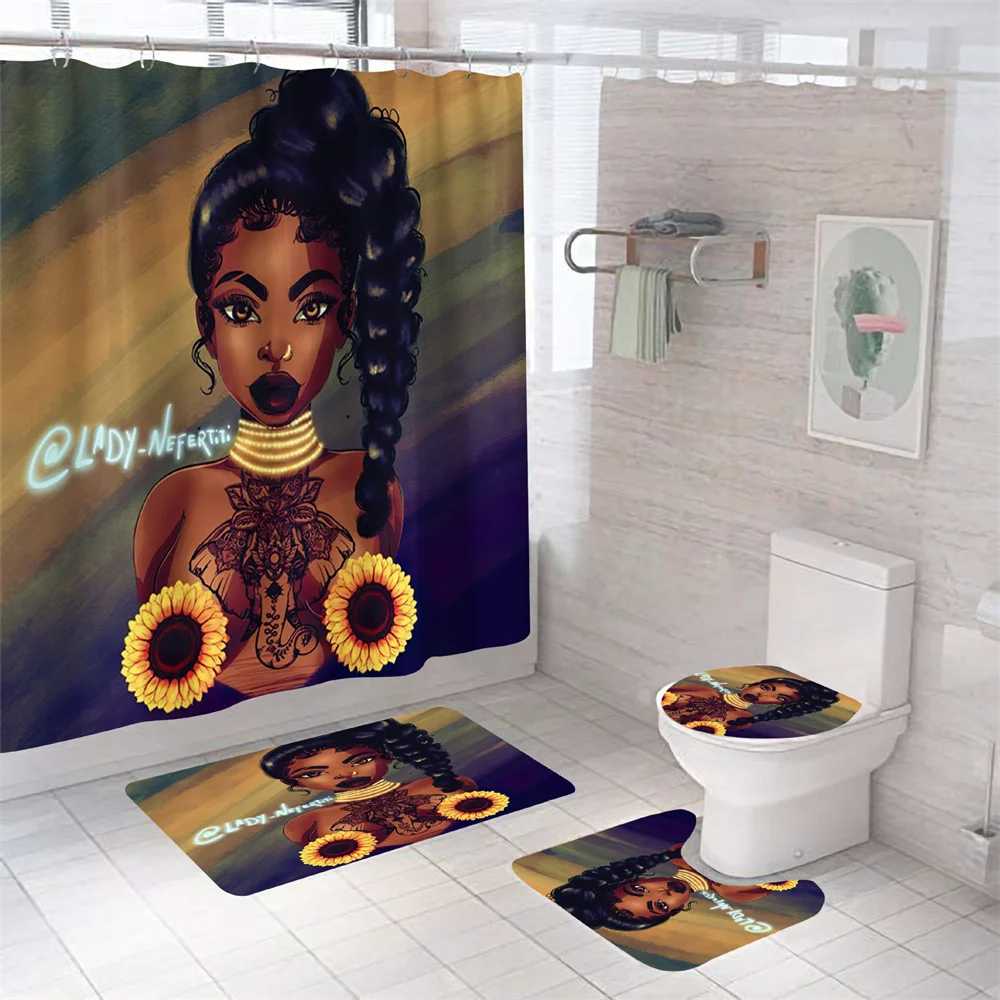 Набор для ванной из 4 предметов водонепроницаемые занавески душа в африканском