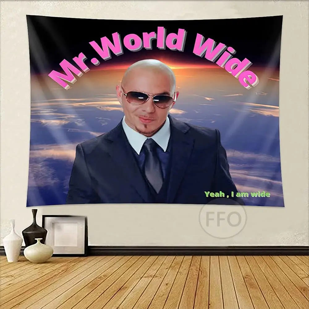 

Mr Worldwide Pitbull гобелен ткань настенные подвесные плакаты эстетический мем гобелен макраме забавные гобелены украшение комнаты