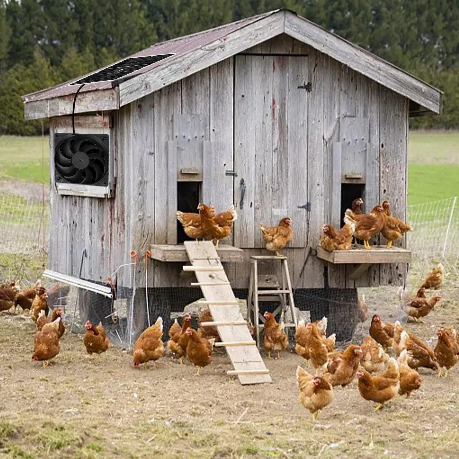 

12W Solar Exhaust Fan Outdoor Air Extractor Cooling Portable Mini Ventilator for Greenhouse Office Rvs Camping Solar Shed Fan