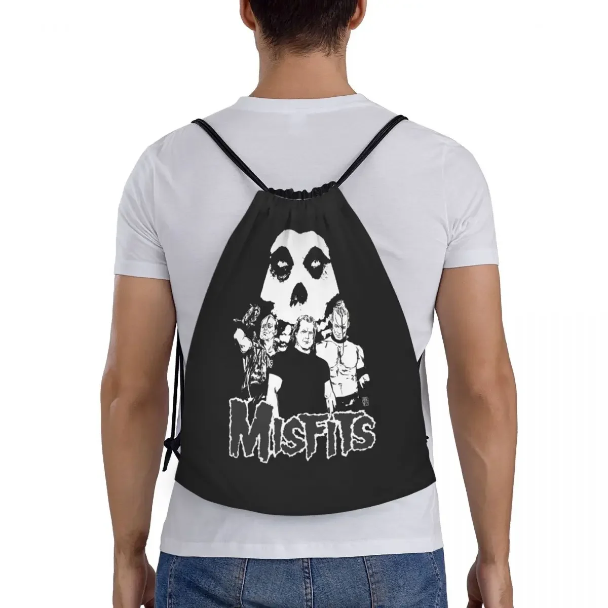 Изготовленная на заказ сумка Heavy Misfits с черепом шнурке для женщин и мужчин легкий