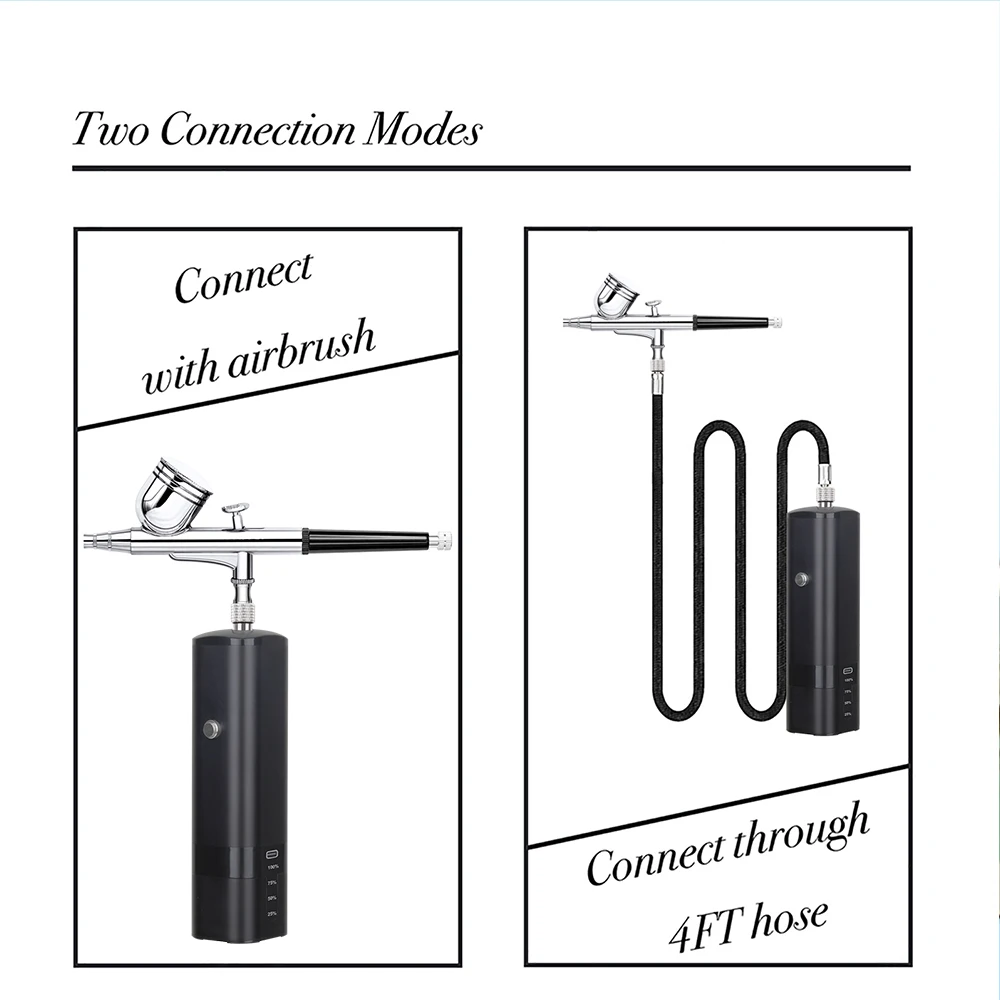 Przenośny bezprzewodowy aerograf z zestawem sprężarki Mini wysokociśnieniowy wymień baterię makijaż zdobienie paznokci tatuaż farba pistolet