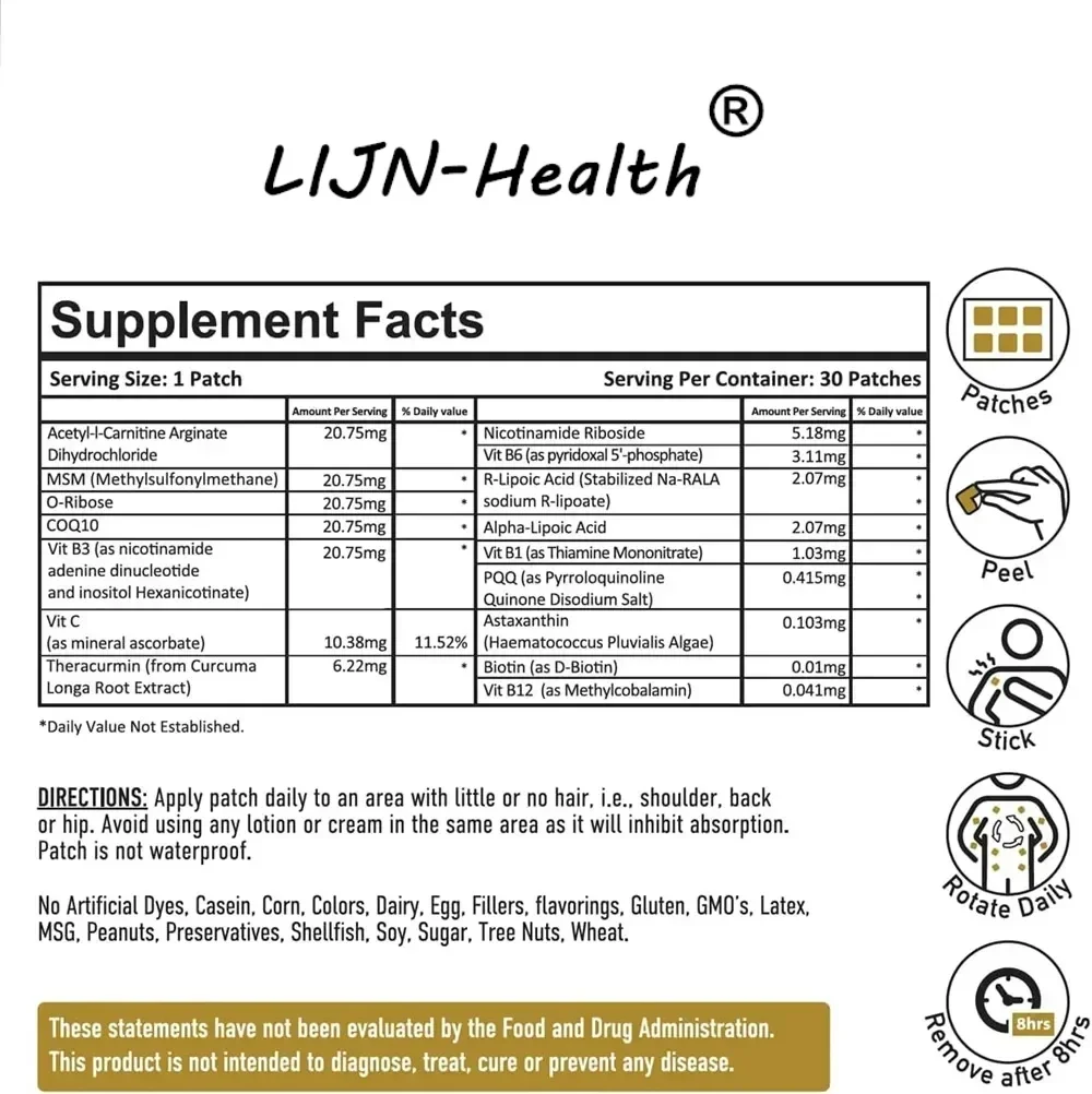 Трансдермальные пластыри NAD Plus 30 пластырей (30-дневная поставка)