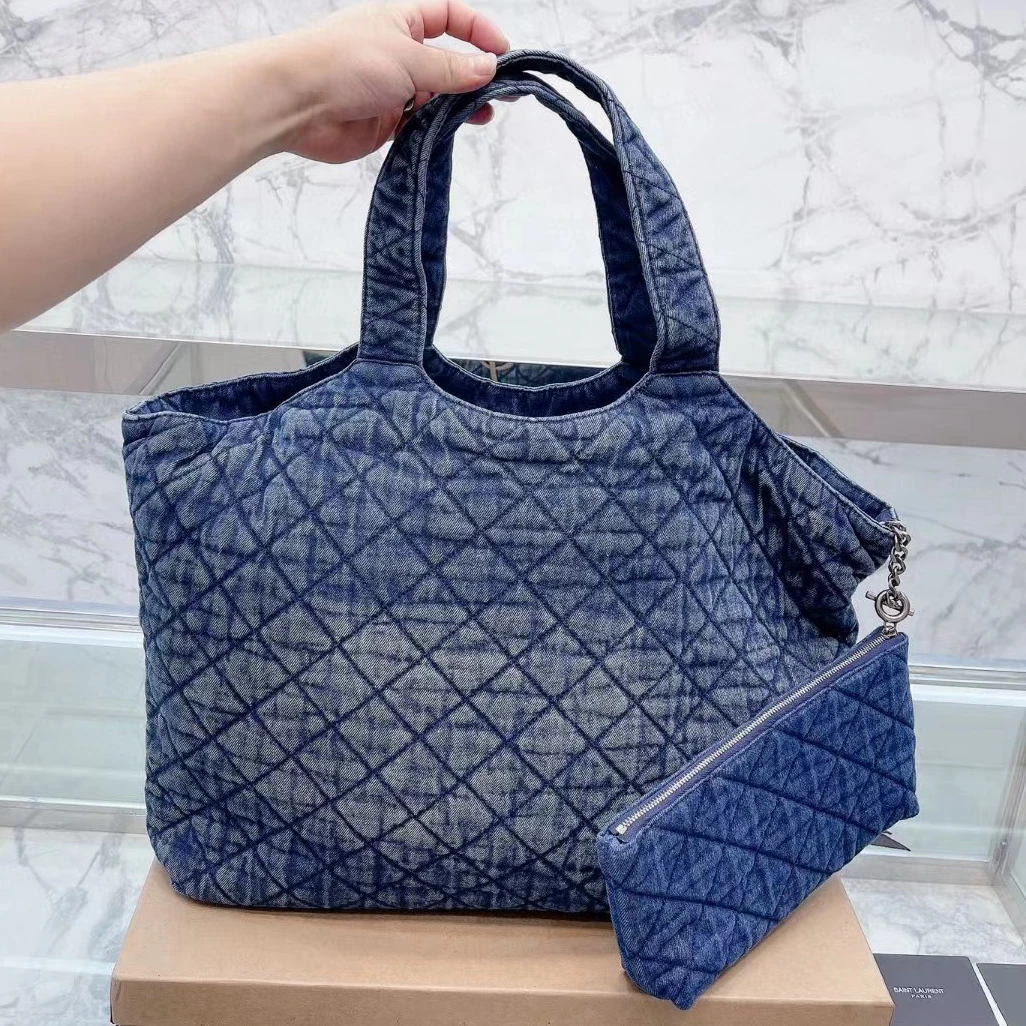 

2023 Fashion Women's Bags Shoulder Denim Quilted Totes Bags Retro Blue black Chain Female Flap Handbag